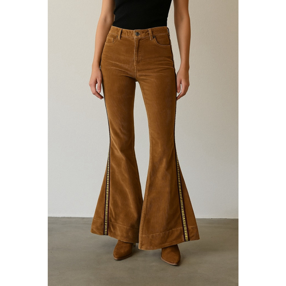 One X Oneteaspoon Pants - One X OneTeaspoon Ultra Flare Camel Corduroy Pants size 27 Bell Bottom Hippie